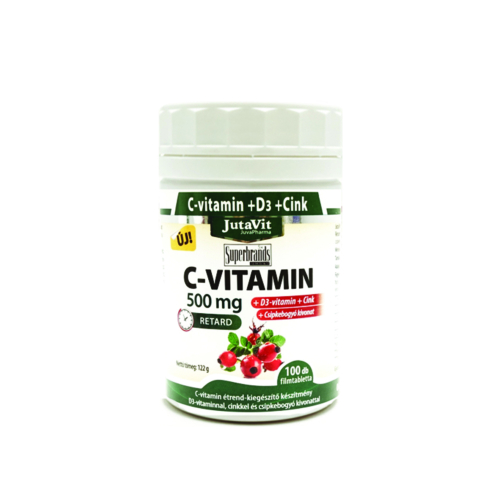  C-vitamin 500mg csipkebogyó nyújtott kioldódású + csipkeb. + D3 + Cink (100 db)